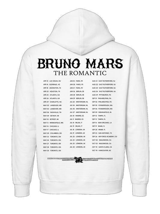 Bruno Mars “The Romantic” Tour Hoodie – Front & Back Print (White Edition)