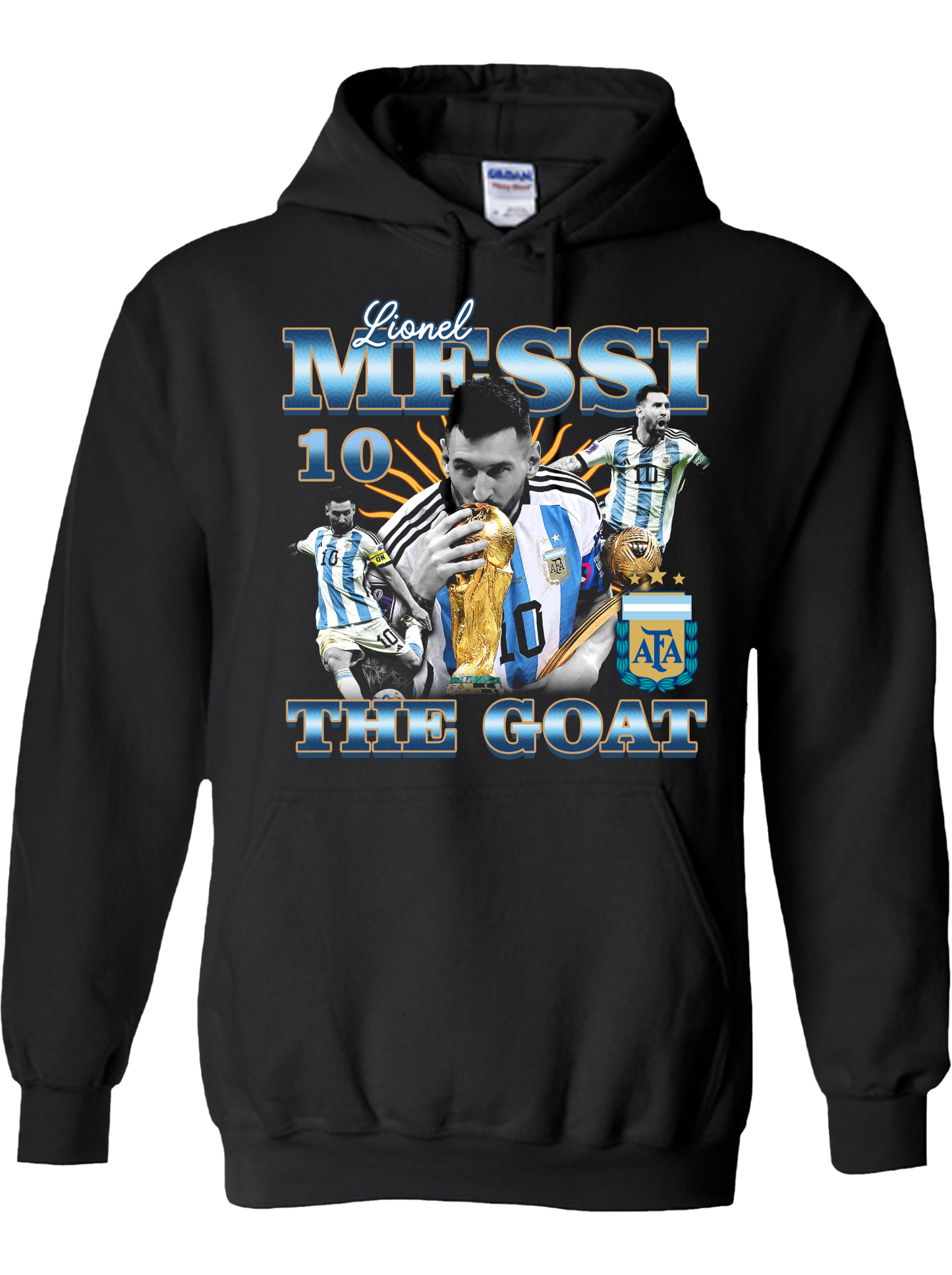 Lionel Messi “World Champion GOAT” No.10 Hoodie – Argentina Legacy Edition