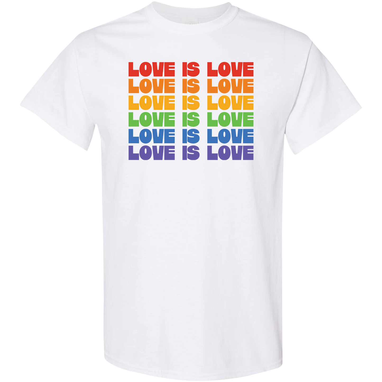Love Is Love Rainbow Repeat Shirt | LGBTQ+ Pride Equality Tee