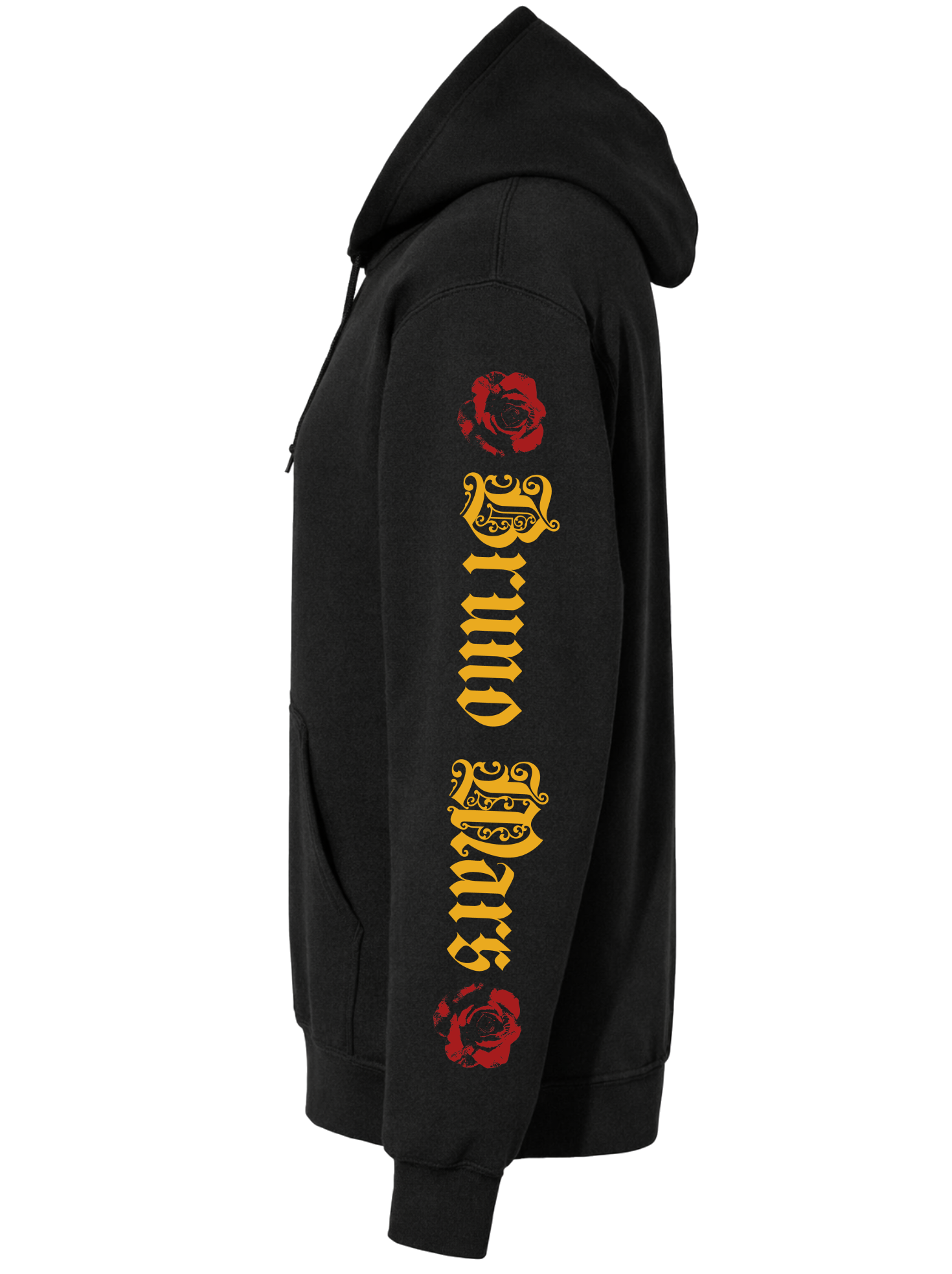 Bruno Mars Golden Roses Sleeve Romantic Tour Hoodie – Black
