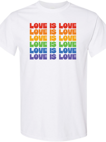 Love Is Love Rainbow Repeat Shirt | LGBTQ+ Pride Equality Tee