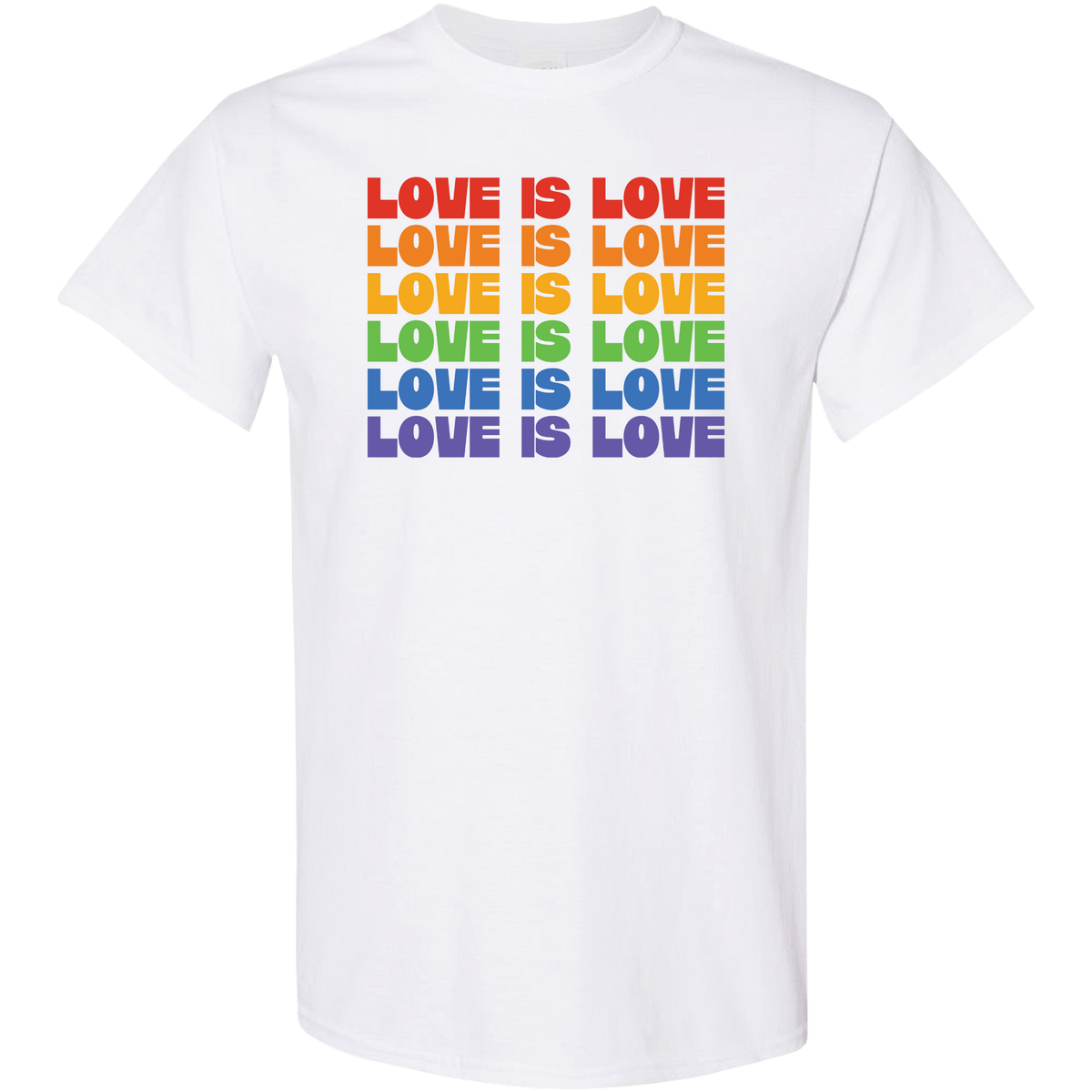 Love Is Love Rainbow Repeat Shirt | LGBTQ+ Pride Equality Tee