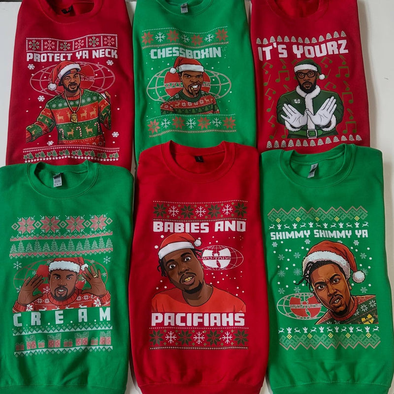 Custom printed holiday crewnecks