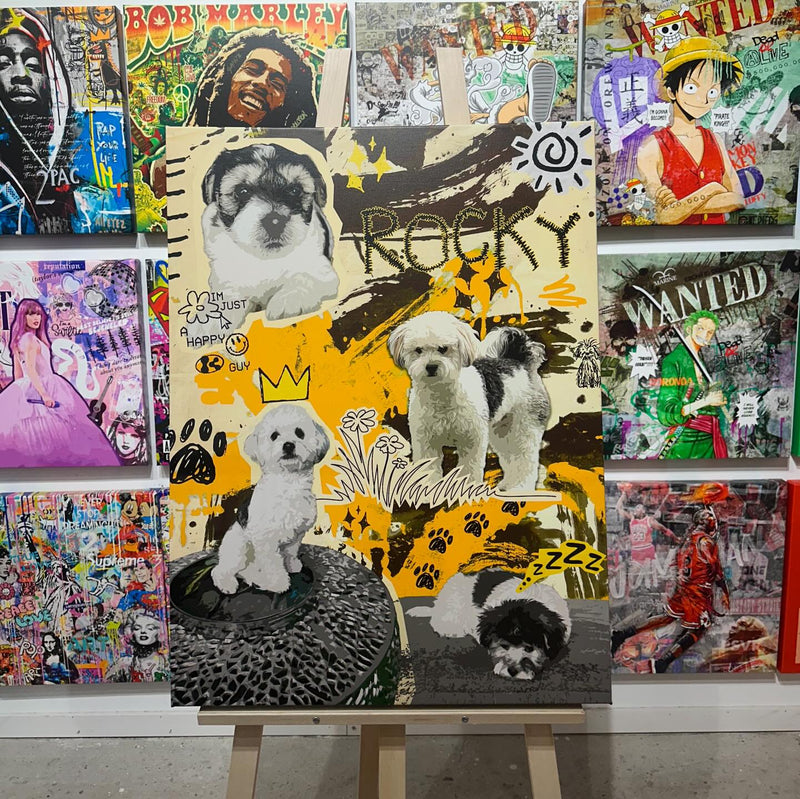 Custom pet portrait printed on canvas