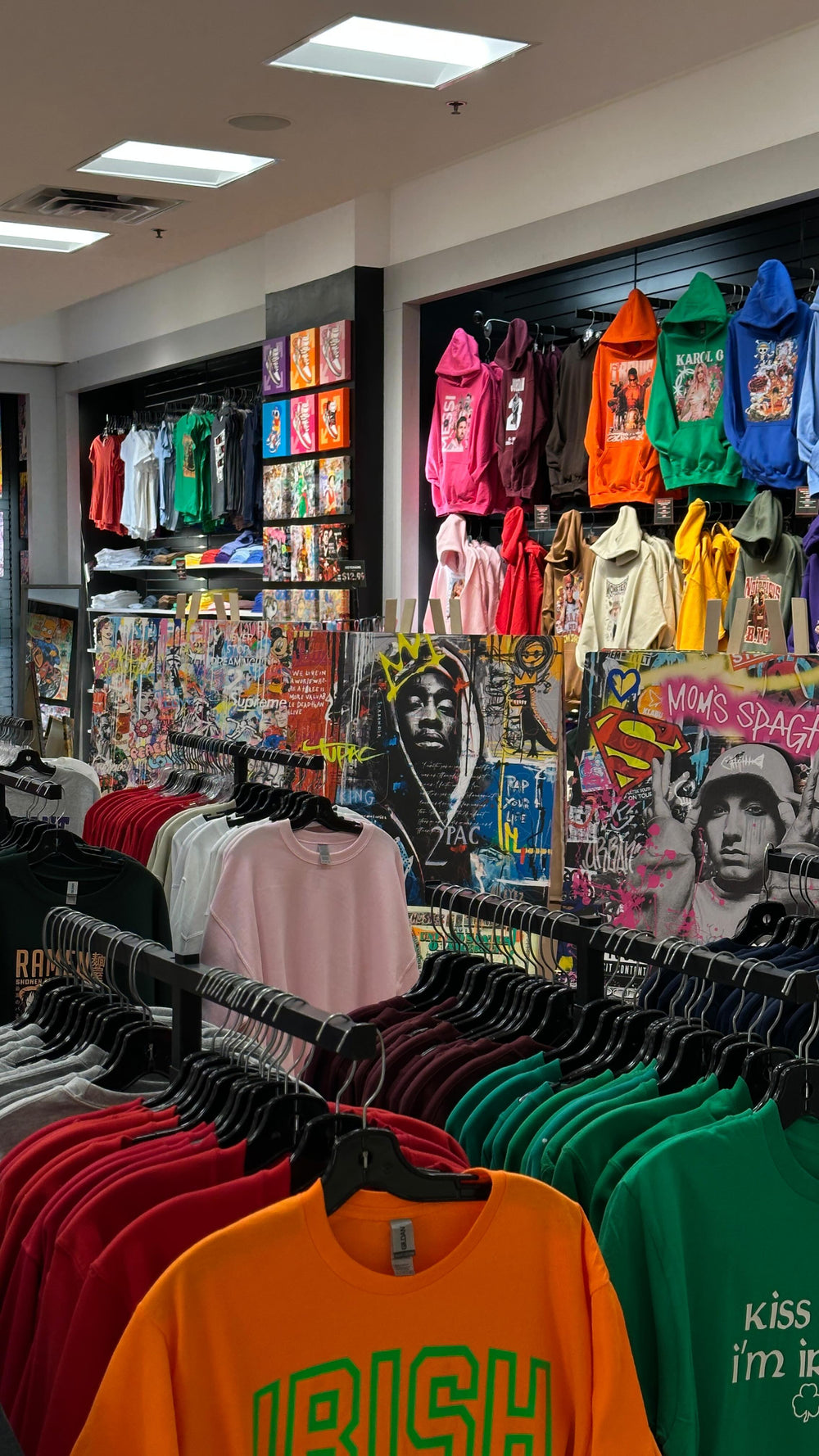 Apparel wall inside an Urban Customz store