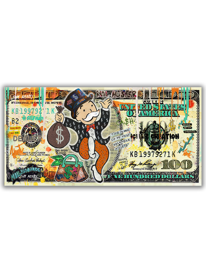 Money & hustle wall art by Urban Customz